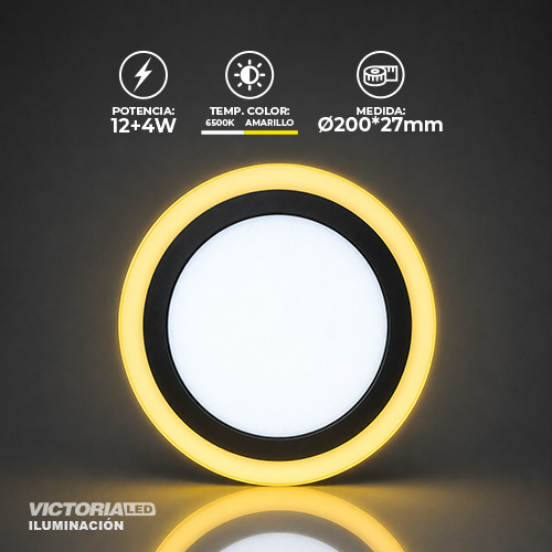 VICTORIA LED PANEL SOB RED 12W+4W AMARILLO 30U/C