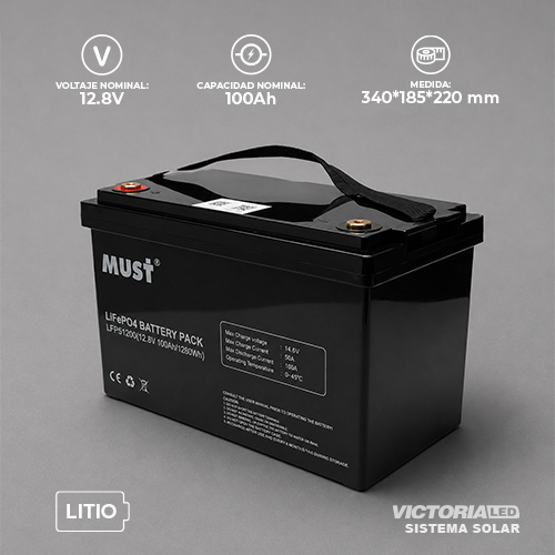 SOLAR BATERIA LITIO 12.8V100AH MUST