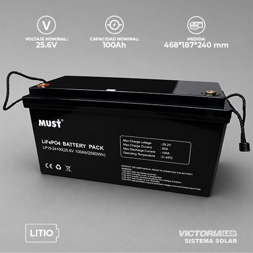 SOLAR BATERIA LITIO 25.6V100AH MUST