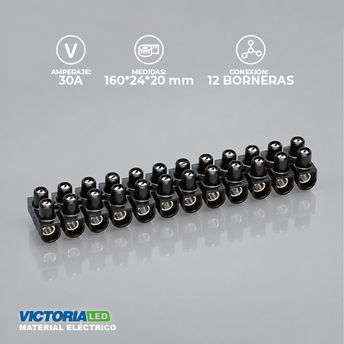 BORNERA 12 POLOS 30A NEGRO PE