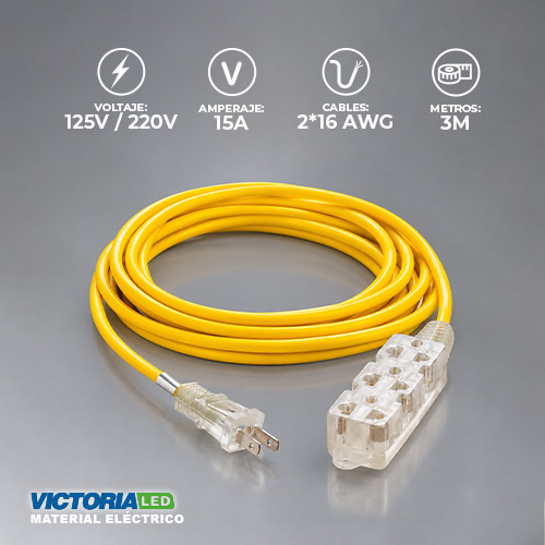CABLE DE EXTENSIÓN 3 METROS 3 PUERTOS