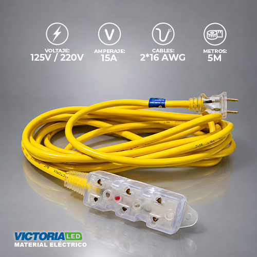 CABLE DE EXTENSIÓN 5 METROS 3 SALIDAS