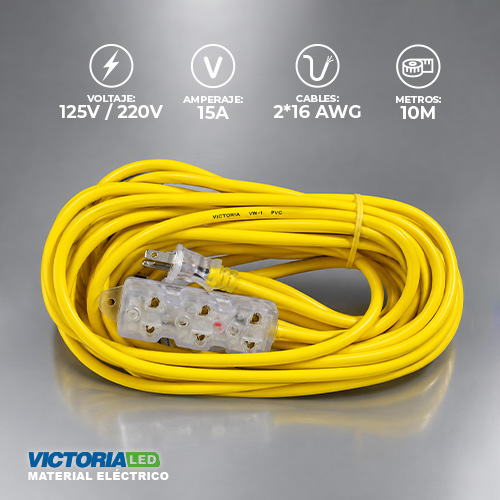 CABLE DE EXTENSIÓN 10 METROS 3 SALIDAS 