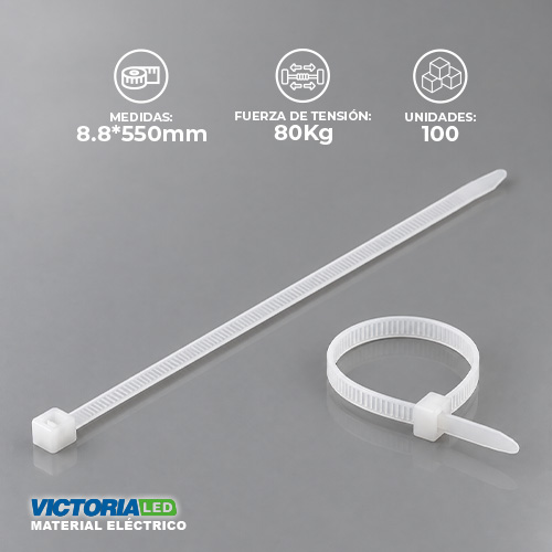 [B-8.80X55] AMARRAS PLASTICAS BLANCA 8.8MMX550MM 100PZAS