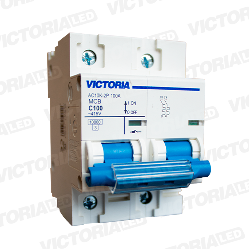 [AC10K-2P 100A] BREAKER VICTORIA LED AC 10K 2P 100A 6U/C