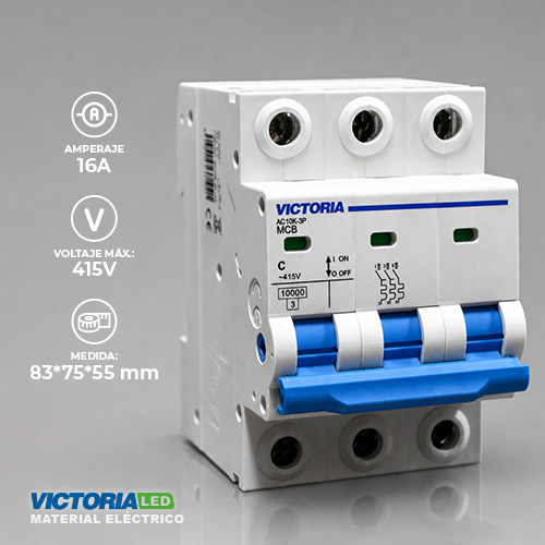 [AC10K-3P 16A] BREAKER VICTORIA LED AC 10K 3P 16A 4U/C