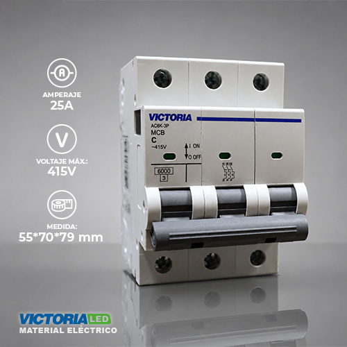[AC6K-3P 25A] BREAKER VICTORIA LED AC 6K 3P 25A 4U/C