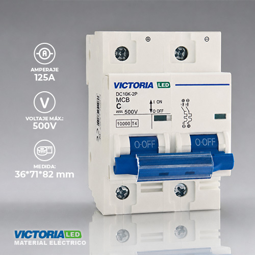 [DC10K-2P 125A] BREAKER VICTORIA LED DC 10K 2P 125A 6U/C