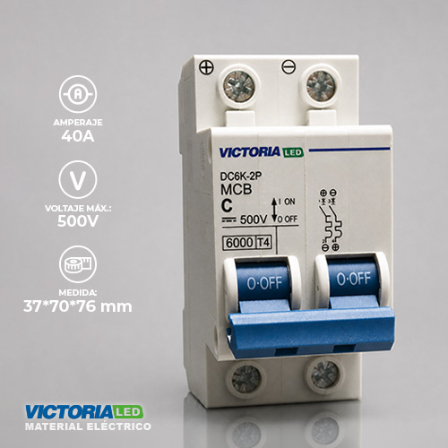 [DC6K-2P 40A] BREAKER VICTORIA LED DC 6K 2P 40A 6U/C