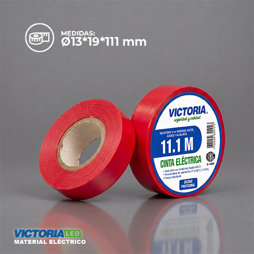 [CER-11.1M] CINTA ELECTRICA ROJO 0.13X19X11.1M FUEGO RETARDANTE 250U