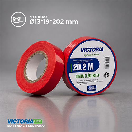 [CER-20.2M] CINTA ELECTRICA ROJO 0.13X19X20.2M FUEGO RETARDANTE 200U