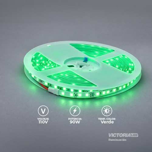 [E-CL110V VERDE] EVA CINTA LED 10M AC110V 2835 IP20 CON CONECTORES 50U/C