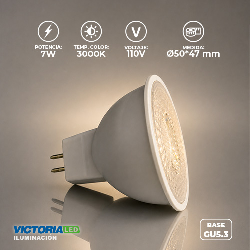 [MR16-3K] FOCO LED MR16 GU5.3 7W 110V 3000K 100U/C