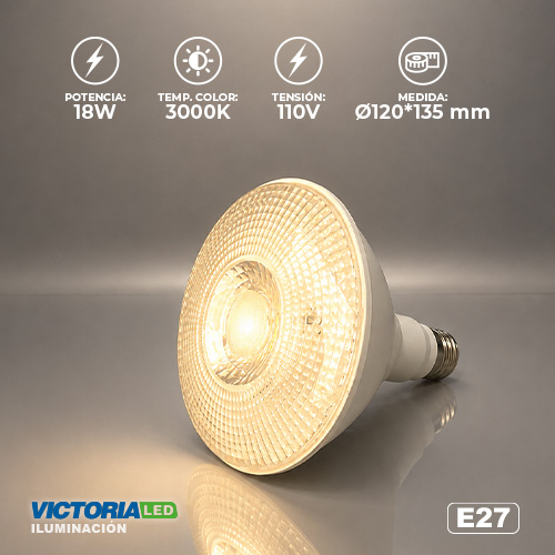 [PAR38-3K 18W] FOCO LED PAR38 18W IP65 110V 3000K 12U/C