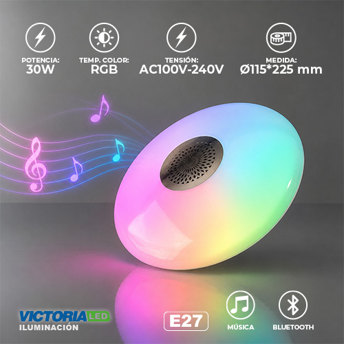 [FUP30W] FOCO LED PARLANTE RGB 30W BLUETOOTH APP 30U/C