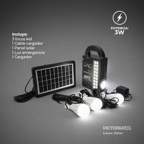 [AT-999] KIT SOLAR PORTATIL LINTERNA/3FOCOS3W/USB