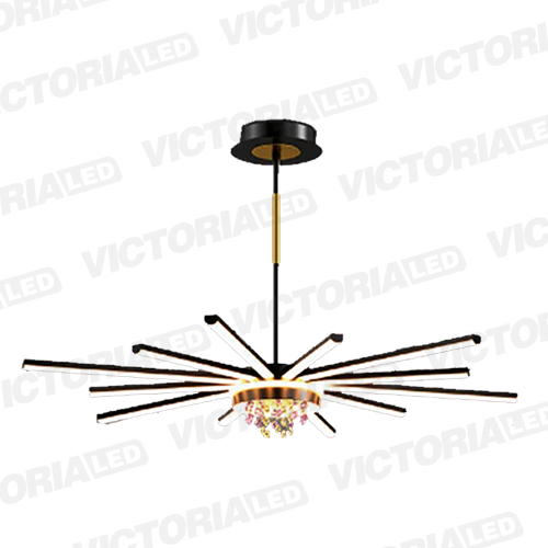 [2053-12 3T BLACK] LAMPARA DECORATIVA DE TECHO LED METAL/VIDRIO NEGRO