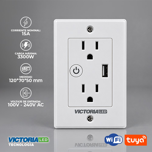 [VL-SWS2] SMART TOMACORRIENTE WIFI TUYA USB EMPOTRABLE 70U/C