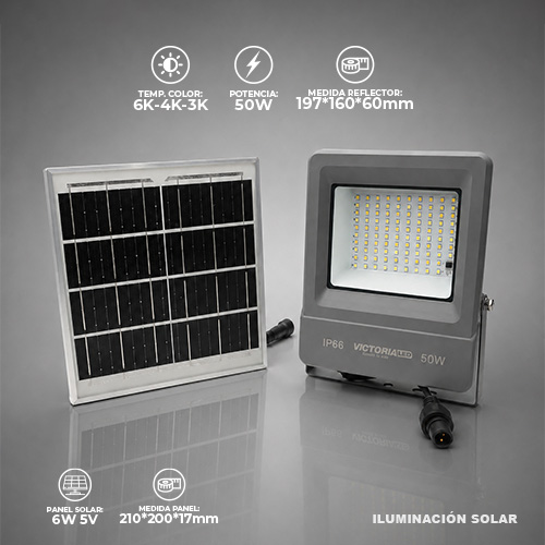 [RMS-50W] SOLAR REFLECTOR MULTIPUNTO 50W 3 TONOS DE LUZ