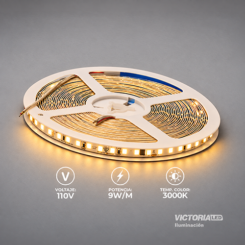 [VL-CL110V 3000K] VICTORIA LED CINTA LED 10M AC110V 2835 IP20 120L CON CONECTORES 50U/C