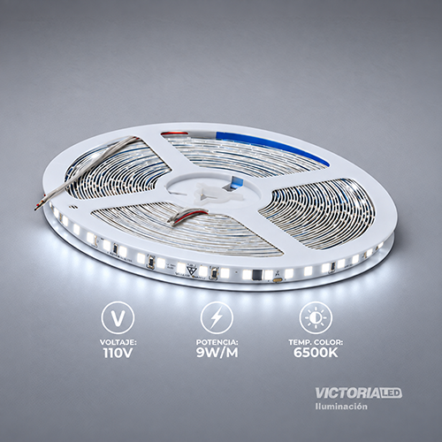 [VL-CL110V 6500K] VICTORIA LED CINTA LED 10M AC110V 2835 IP20 120L CON CONECTORES 50U/C