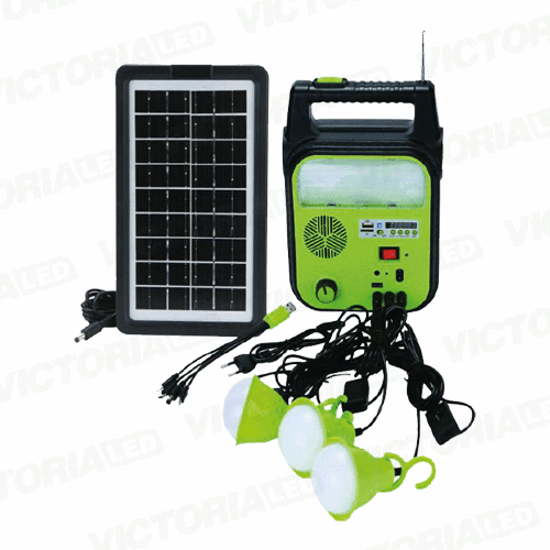 KIT SOLAR PORTATIL LINTERNA/3FOCOS3W/USB/RADIO/MP3/BLUETOOTH