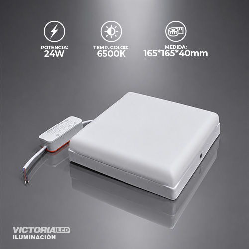 [VP-SCF 24W] VICTORIA LED PANEL SIN BORDE 6500k 24W SOBREPUESTO CUADRADO 20U/C