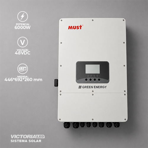 [PH11-6048 US] SOLAR INVERSOR 6KW FASE DIVIDA DC48V MPPT15A*2 ON/OFF HIBRIDO