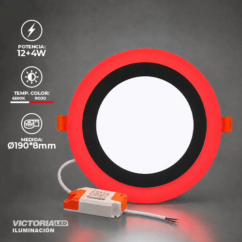 [VP-RER 12+4] VICTORIA LED PANEL EMP RED 12W+4W ROJO 100U/C