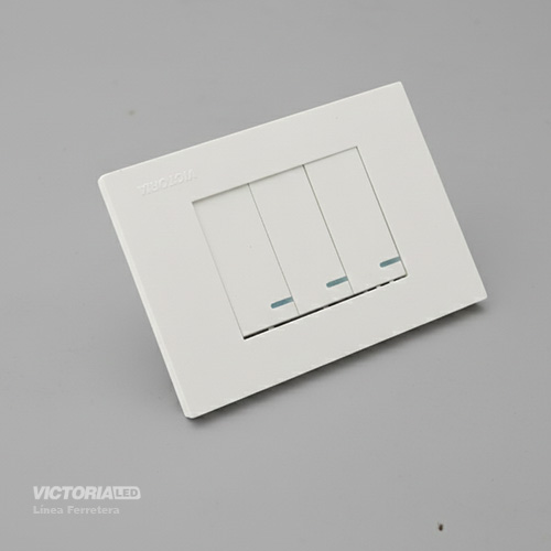 [VL-IN3B] INTERRUPTOR TRIPLE CONMUTABLE 16A 125/250V PC BLANCO 10U/C