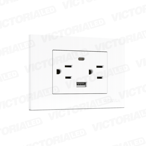 [VL-TM4B] TOMACORRIENTE DOBLE + UBS*1 + TIPO C*1 16A 125/250V PC BLANCO 5U/C