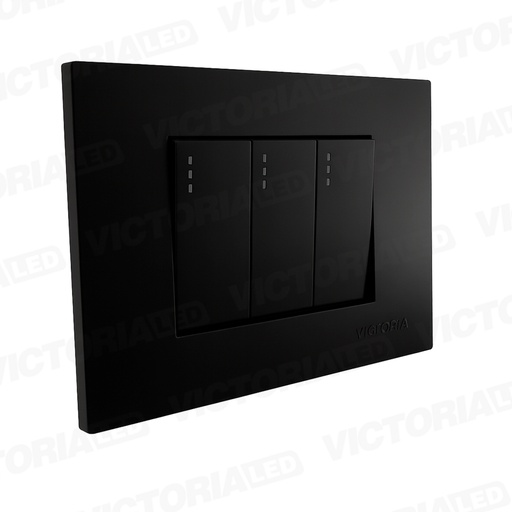 [VL-IN3N] INTERRUPTOR TRIPLE CONMUTABLE 16A 125/250V PC NEGRO 10U/C