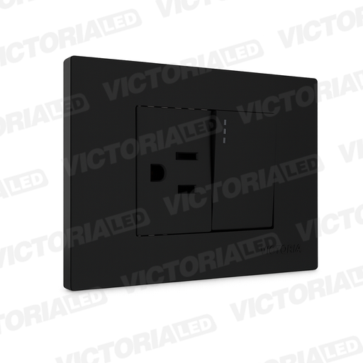 [VL-TM2N] MIXTO INTERRUPTOR + TOMACORRIENTE 16A 125/250V PC NEGRO 10U/C