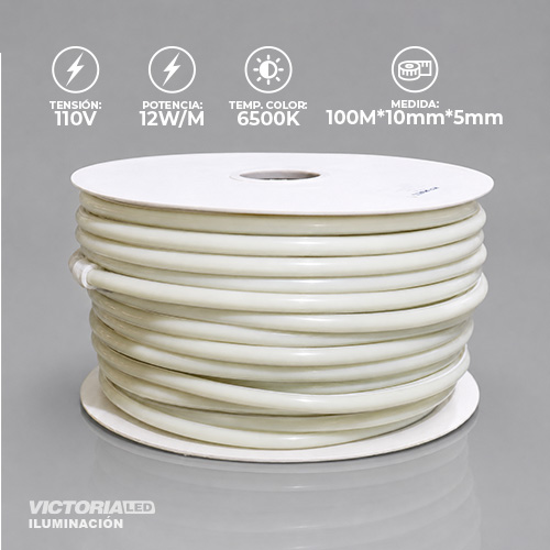 [VLMC-6K] MANGUERA LED COB 6500K 8MM AC110V 12W/M IP68 100M/ROLL