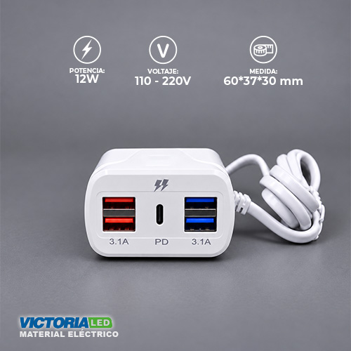 [VLCM-01] ADAPTADOR DE CARGA USB Y TIPO C