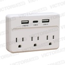 ENCHUFE  MULTIPLE 3 ENTRADAS 2USB-1C